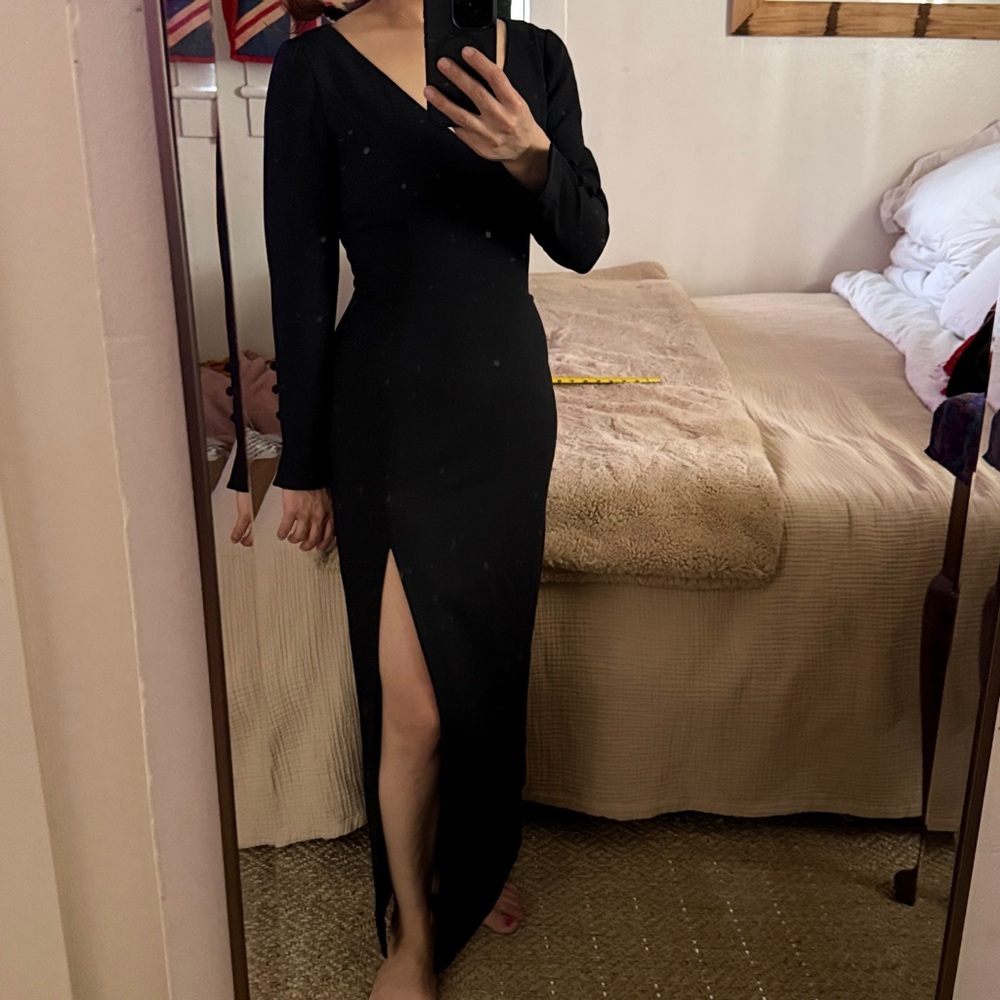 A.J. Bari Classic Black Long Sleeve Dress